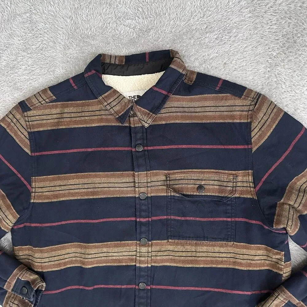 The North Face Men's Campshire Sherpa Lined Shirt Jacket Size L Brown Plaid